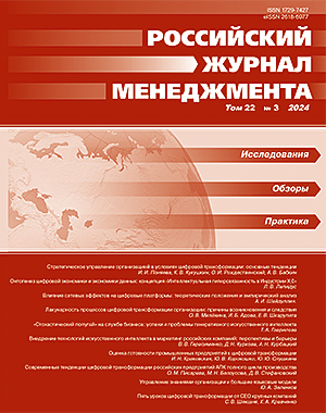 Российский журнал менеджмента. Том 22, №3, 2024. (Управление организацией в условиях цифровой трансформации)